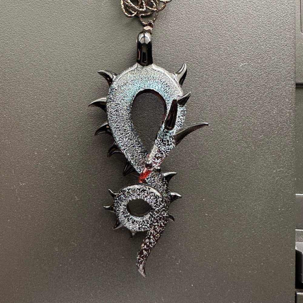 Glass blown hand made dragon necklace